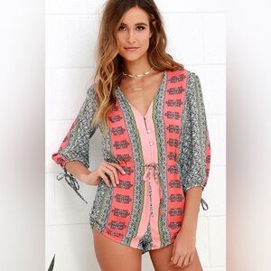 Lulus Gypsy Gem Coral Print Romper